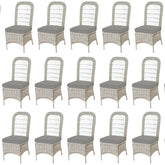 Wicker Outdoor Patio Armless Dining Chair with CushionGuard Stone ay CGrushions (2-Pack)