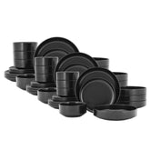 Home Decorators Collection Chastain Solid 32-Piece Matte Black Stoneware Dinnerware Set (Service for 8)