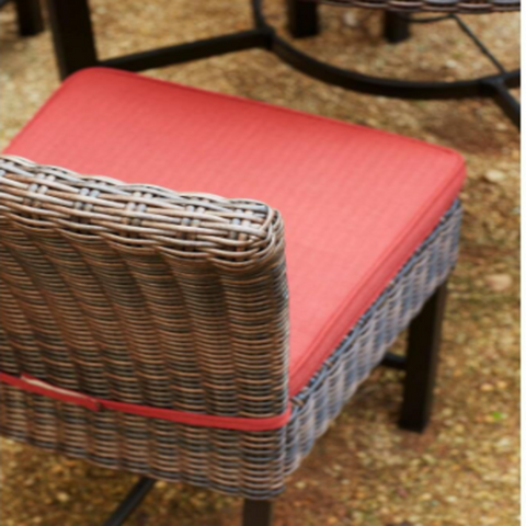 Hampton Bay Harper Creek Dark Brown 4-Piece Wicker Outdoor Bar Height chair Set with Chili Cushions