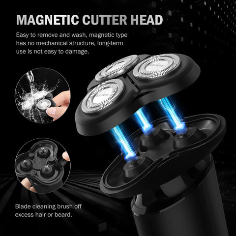 Sejoy Men's Electric Shaver, 3D Head Electric Razor Cordless Rechargeable Face Beard Trimmer, LCD Indicator