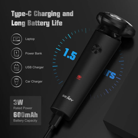 Sejoy Men's Electric Shaver, 3D Head Electric Razor Cordless Rechargeable Face Beard Trimmer, LCD Indicator