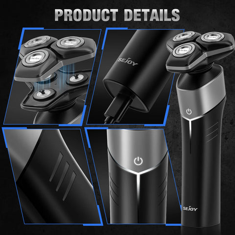 Sejoy Knight Electric Shaver Set - 5-in-1 Grooming Kit for Men, High-Speed Motor, Self-Sharpening Blades, Waterproof, USB Charging