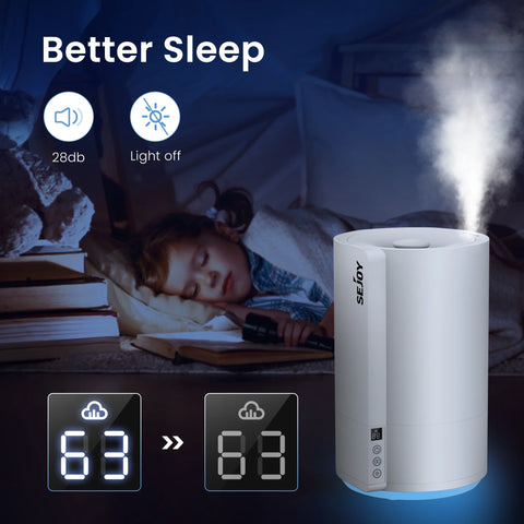 Sejoy Humidifier for Room, 3.5L Cool Mist Ultrasonic Easy Top Fill Humidifier,Auto Shut-off for Bedroom Office and Home,White