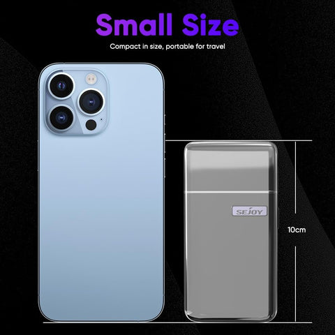 Sejoy Portable Electric Razor for Men with Toothed & Mesh Blades, Magnetic Adsorption Head, Dynamic Ribbon LED, IPX7, Mini Electric Foil Shaver for Men