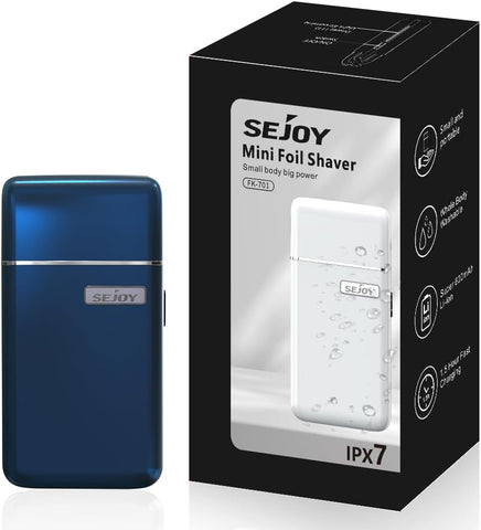 Sejoy Portable Electric Razor for Men with Toothed & Mesh Blades, Magnetic Adsorption Head, Dynamic Ribbon LED, IPX7, Mini Electric Foil Shaver for Men