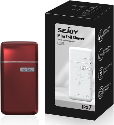 Sejoy Portable Electric Razor for Men with Toothed & Mesh Blades, Magnetic Adsorption Head, Dynamic Ribbon LED, IPX7, Mini Electric Foil Shaver for Men