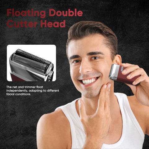 Sejoy Portable Electric Razor for Men with Toothed & Mesh Blades, Magnetic Adsorption Head, Dynamic Ribbon LED, IPX7, Mini Electric Foil Shaver for Men