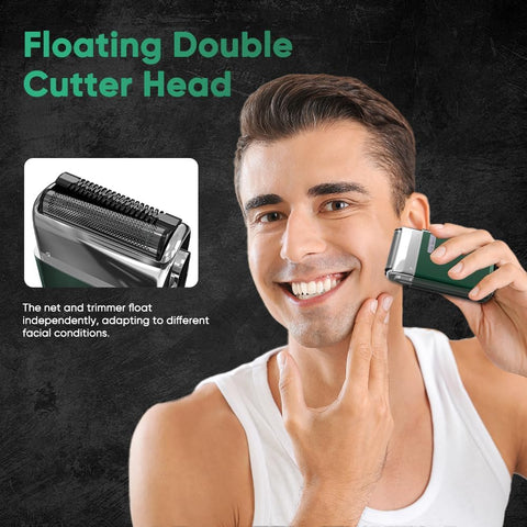 Sejoy Portable Electric Razor for Men with Toothed & Mesh Blades, Magnetic Adsorption Head, Dynamic Ribbon LED, IPX7, Mini Electric Foil Shaver for Men