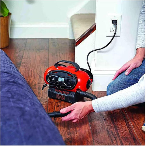 Black+Decker BDCINF18N-QS 11.0 Bar Compressor/Air Pump (Possible Power Source: 12V/230V Connection or 18V Battery 160PSI for Tyres, Balls, Wheelchairs, with 2 Operating Modes and Pumping Mode