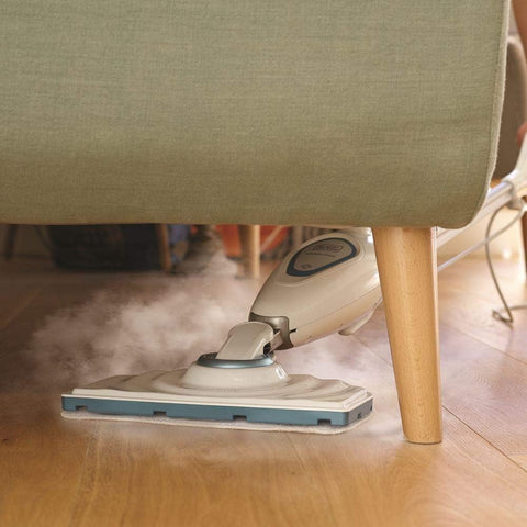 BLACK+DECKER - Steam Mop with Microfibre Pad - Floor Cleaner 1600W - Multi-Surface - Heating Time 20 sec - Swivel Head 180° - Tank 350ml - Perfect Cleaning - FSM1605-QS