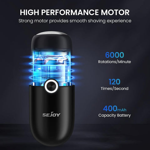 Sejoy Mini-Shave Portable Electric Razor for Men,Mini-Shave Pocket Size Portable Shavers,Wet & Dry,IPX7 Waterproof USB Rechargeable Shaver Travel,10.69cm*3.98cm 106g