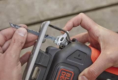 Black+Decker BDCJS12N Cordless Jigsaw 12V with Sawing Function, High Quiet Running & Versatile Use with Tool-Free Saw Blade, Includes 1 Wood Saw Blade, Battery Free and USB Charging Cable