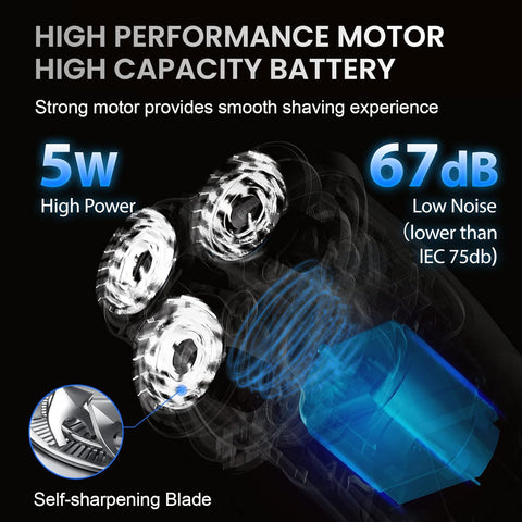 3D Electric Shaver Rotary Shavers,Electric Razor for Men,Rechargeable Electric Razor Shaving Machines,with Pop-up Trimmer,1 Hour Fast Charging,90-Min Shaving,3D Floating Head,LCD Power Indicator