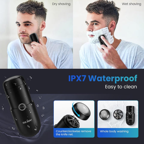 Sejoy Mini-Shave Portable Electric Razor for Men,Mini-Shave Pocket Size Portable Shavers,Wet & Dry,IPX7 Waterproof USB Rechargeable Shaver Travel,10.69cm*3.98cm 106g