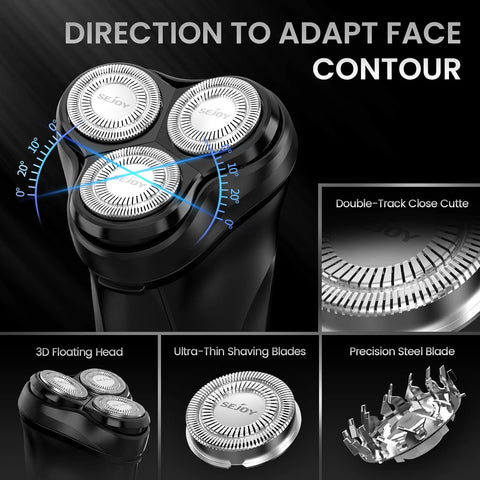 3D Electric Shaver Rotary Shavers,Electric Razor for Men,Rechargeable Electric Razor Shaving Machines,with Pop-up Trimmer,1 Hour Fast Charging,90-Min Shaving,3D Floating Head,LCD Power Indicator