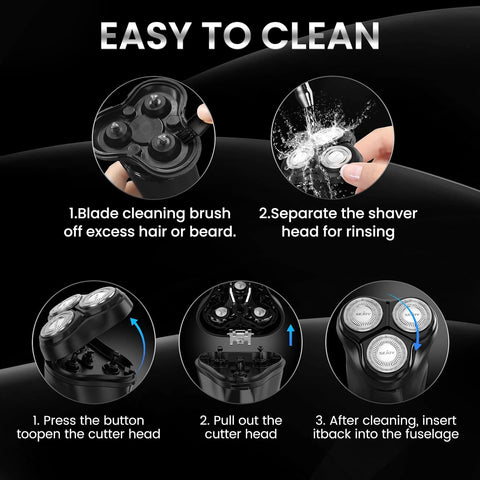 3D Electric Shaver Rotary Shavers,Electric Razor for Men,Rechargeable Electric Razor Shaving Machines,with Pop-up Trimmer,1 Hour Fast Charging,90-Min Shaving,3D Floating Head,LCD Power Indicator