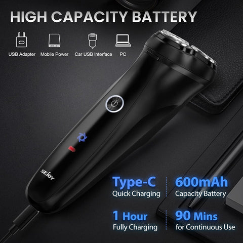 3D Electric Shaver Rotary Shavers,Electric Razor for Men,Rechargeable Electric Razor Shaving Machines,with Pop-up Trimmer,1 Hour Fast Charging,90-Min Shaving,3D Floating Head,LCD Power Indicator