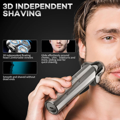 Sejoy Electric Shaver Razor for Men Face,3D Rechargeable Rotary Shaver,IPX7 Waterproof,Anti-Pinch Electric Razor for Shaving Face,Magnetic Shaver Head