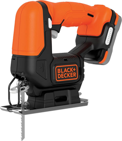 Black+Decker BDCJS12N Cordless Jigsaw 12V with Sawing Function, High Quiet Running & Versatile Use with Tool-Free Saw Blade, Includes 1 Wood Saw Blade, Battery Free and USB Charging Cable