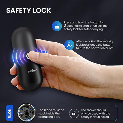 Sejoy Mini-Shave Portable Electric Razor for Men,Mini-Shave Pocket Size Portable Shavers,Wet & Dry,IPX7 Waterproof USB Rechargeable Shaver Travel,10.69cm*3.98cm 106g