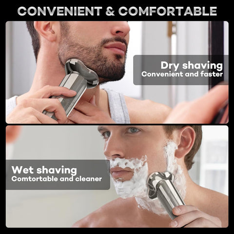 Sejoy Electric Shaver Razor for Men Face,3D Rechargeable Rotary Shaver,IPX7 Waterproof,Anti-Pinch Electric Razor for Shaving Face,Magnetic Shaver Head