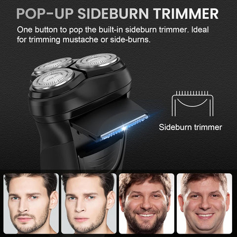 3D Electric Shaver Rotary Shavers,Electric Razor for Men,Rechargeable Electric Razor Shaving Machines,with Pop-up Trimmer,1 Hour Fast Charging,90-Min Shaving,3D Floating Head,LCD Power Indicator