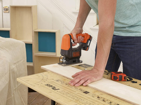 Black+Decker BDCJS12N Cordless Jigsaw 12V with Sawing Function, High Quiet Running & Versatile Use with Tool-Free Saw Blade, Includes 1 Wood Saw Blade, Battery Free and USB Charging Cable