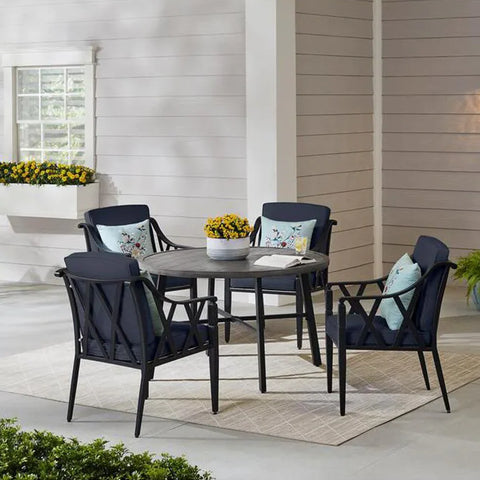 Harmony Hill 5‑Piece Black Steel Outdoor Patio Dining Set: