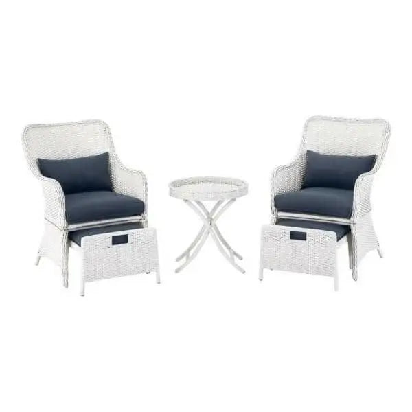 Garden Hills 5-Piece Outdoor Chat Set Wicker with CushionGuard Sky Blue Cushions