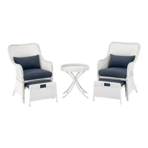 Garden Hills 5-Piece Outdoor Chat Set Wicker with CushionGuard Sky Blue Cushions