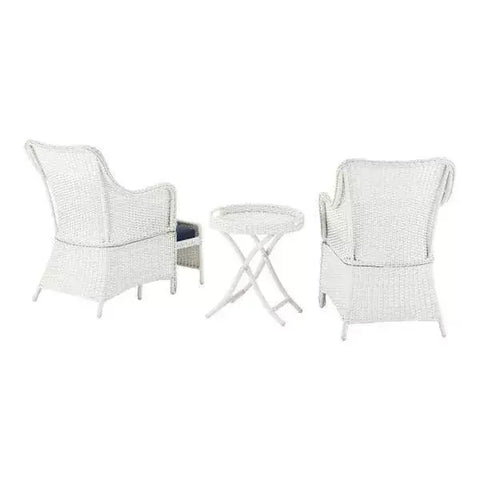 Garden Hills 5-Piece Outdoor Chat Set Wicker with CushionGuard Sky Blue Cushions