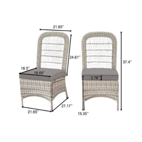 Wicker Outdoor Patio Armless Dining Chair with CushionGuard Stone ay CGrushions (2-Pack)