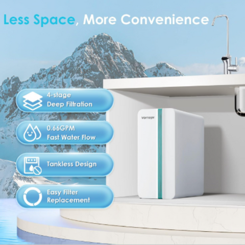 Reverse Osmosis System, 600 gallons, 7-Stage tankless Drinking Water Purifier, 0.0001 Micron Filtration