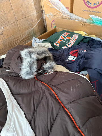 Lot of Premium Mixed Collegiate Apparel & Branded Winter Outerwear – Assorted Hoodies, Fleece, and Jackets