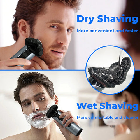 Sejoy Electric Shavers Razor for Men, Rechargeable Face 4D Rotary Shaver, Waterproof Wet & Dry, LED Display, Use for Home Travel