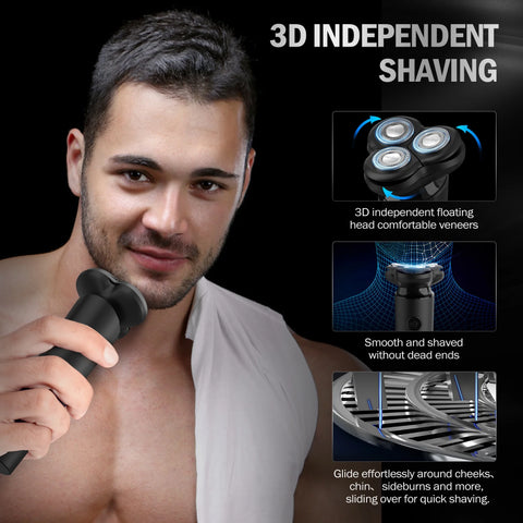 Sejoy Men's Electric Shaver, 3D Head Electric Razor Cordless Rechargeable Face Beard Trimmer, LCD Indicator