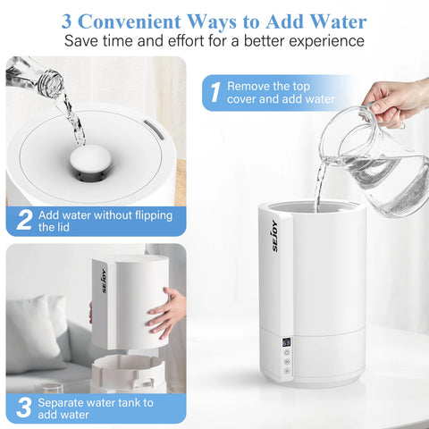 Sejoy Humidifier for Room, 3.5L Cool Mist Ultrasonic Easy Top Fill Humidifier,Auto Shut-off for Bedroom Office and Home,White