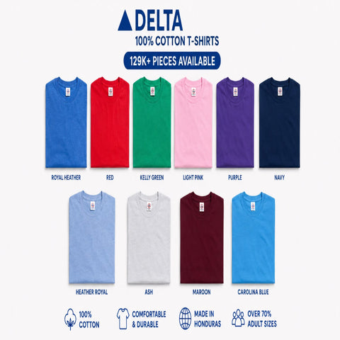 Wholesale Bulk Lot: Delta 100% Cotton Premium T-Shirts (129k+ Total Pieces Available)