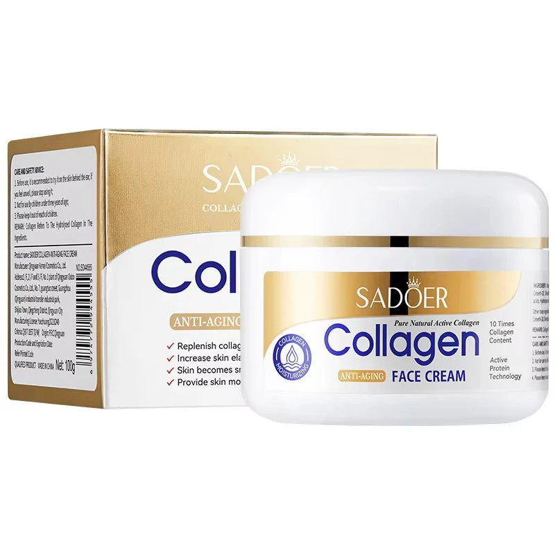 SADOER Collagen Face Cream Anti-Aging Moisturizing Firming Facial Cream 100g