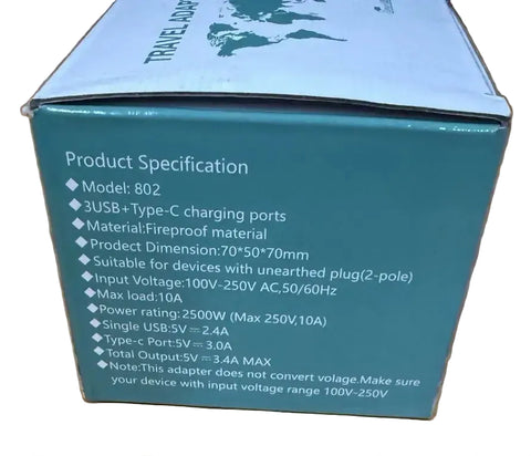 5-in-1 US to UK/EU Travel Adapter with 3 USB Ports & USB-C Fast Charging – Universal International Plug Converter