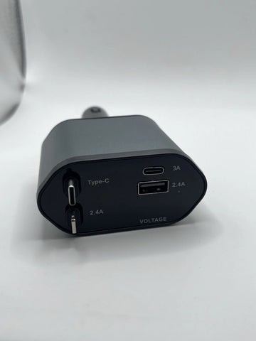 4-in-1 Retractable Fast Car Charger | 800mm Heavy-Duty Cable & LED Voltage Monitor