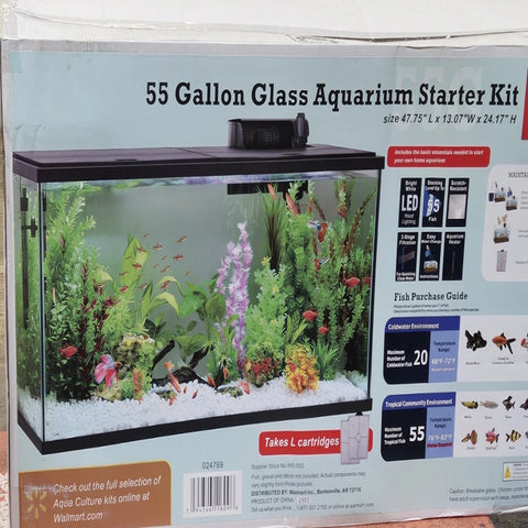 55 Gallon AQUA Glass Aquarium Starter kit