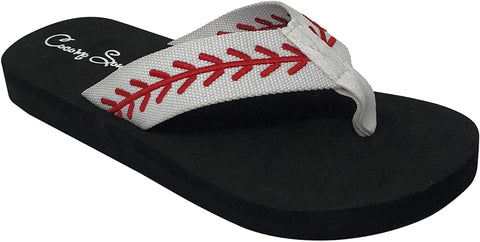Cocomo Soul Baseball Embroidered Fabric Canvas Flip Flops ~ Size 11 ~ New