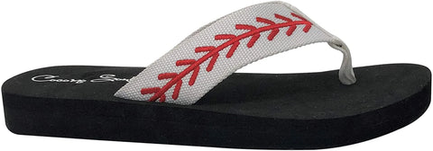 Cocomo Soul Baseball Embroidered Fabric Canvas Flip Flops ~ Size 11 ~ New