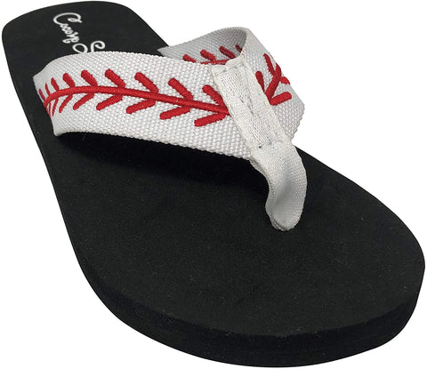 Cocomo Soul Baseball Embroidered Fabric Canvas Flip Flops ~ Size 11 ~ New